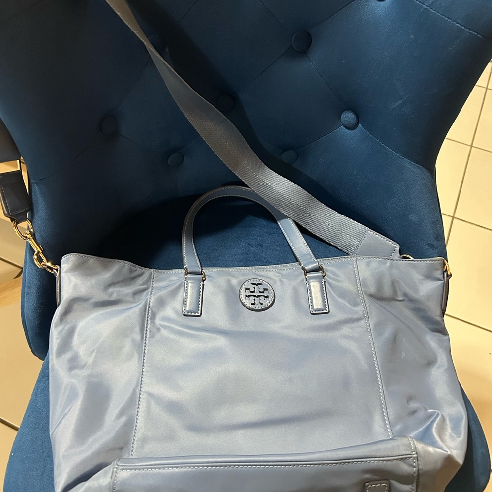 Tory Burch Light Blue nylon crossbody tote